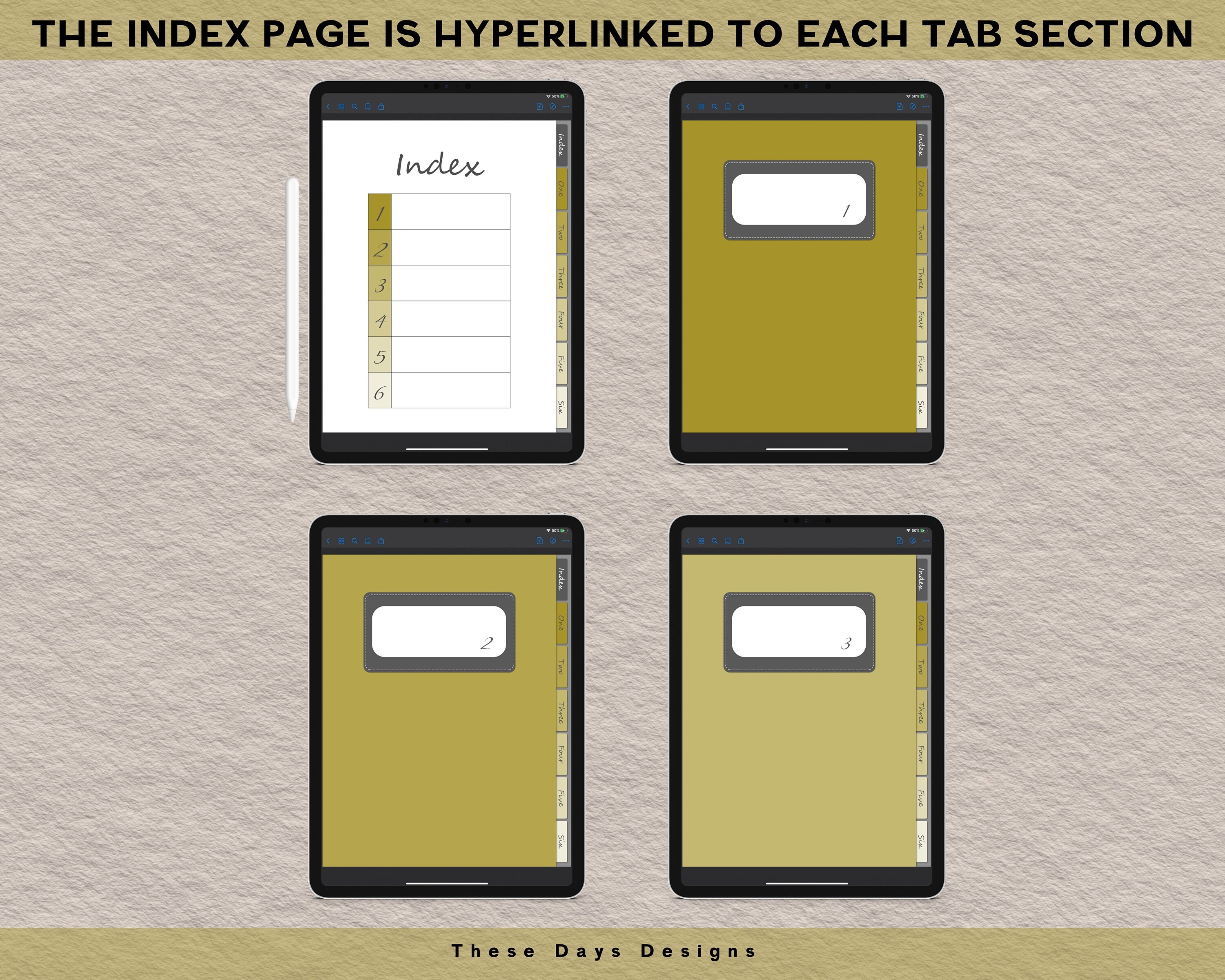 Hyperlinked Digital Notebook for Students, Subject Notebook, Yellow ...