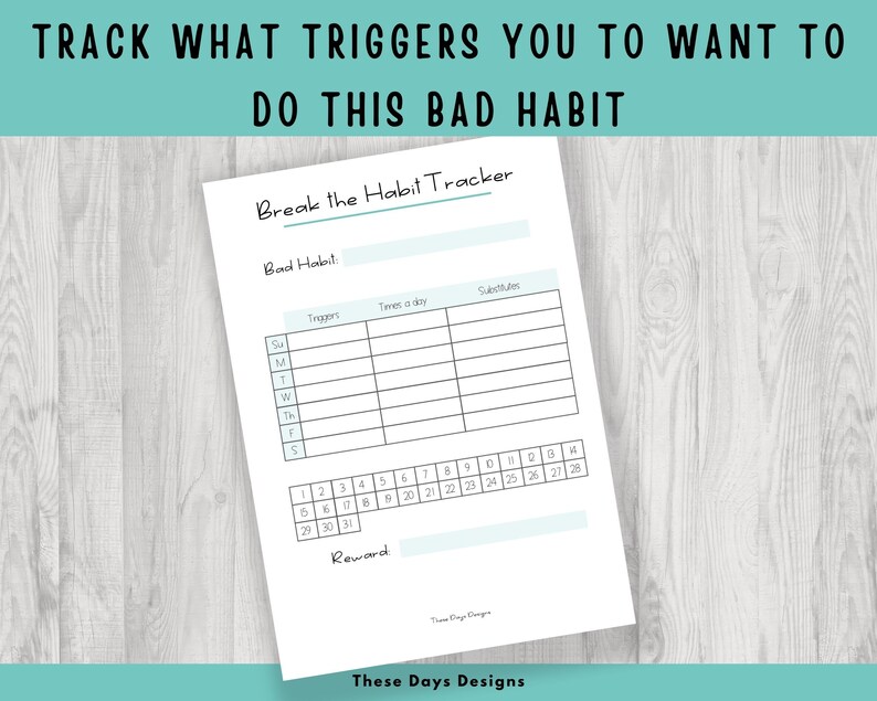 Break the Habit Tracker Calendar Habit Tracker Printable | Etsy
