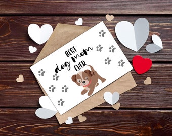 Mors dag hundkort, hundmammakort, kort från hund, mors dag från hund, Glad mors dag, utskrivbart hundmammakort, present till hundmamma, mamma