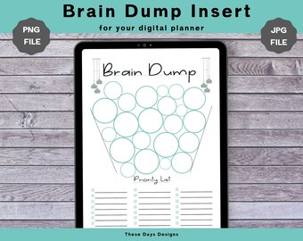 Brain Dump Digitale Einlage, Planer Einlage, Prioritätenliste, Digitales Arbeitsblatt, Aufgabenliste, Seiteneinlagen, Produktivitätsplaner, Aufgabenmaster