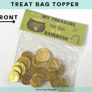 St. Patrick&#39;s Day Treat Bag Topper voor kinderen, Treat Bag Labels, Printable, Classroom Gifts, Leprechaun Loot, Party Favors, Rainbow Treat bags