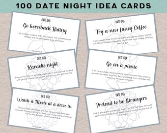 Date Night Idea Cards, Mystery Date Night, Printable Game, Romantic Date, Couples Date Kit, Printable Coupons, Paper Anniversary,