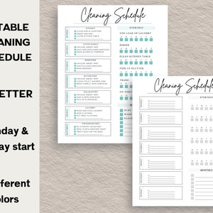 Editable Cleaning Schedule, Cleaning Checklist, Printable, Weekly Schedule, Editable checklist, daily schedule, cleaning list, zone cleaning