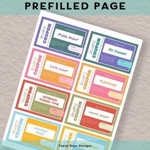 Editable Kids Coupons, Printable Reward Coupons for Kids, Coupon Book ...