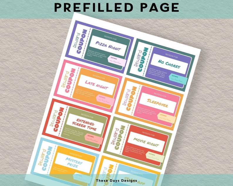 Editable Kids Coupons, Printable Reward Coupons for Kids, Coupon Book ...
