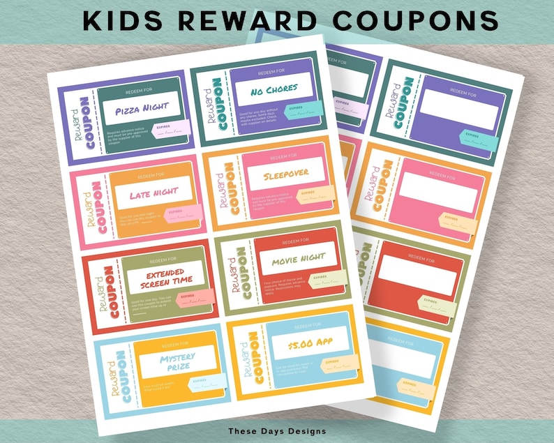 Editable Kids Coupons, Printable Reward Coupons for Kids, Coupon Book ...
