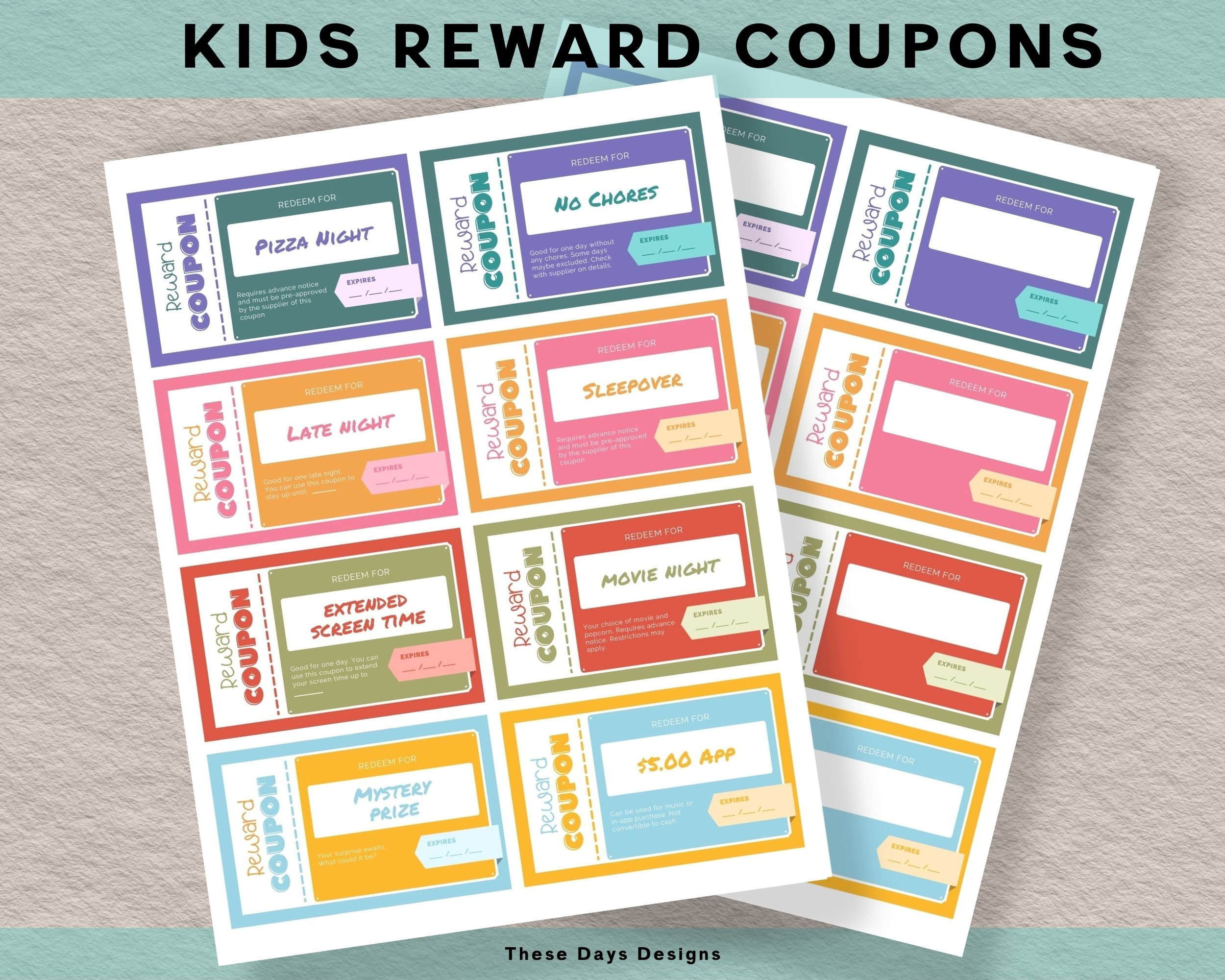 Editable Kids Coupons, Printable Reward Coupons for Kids, Coupon Book ...