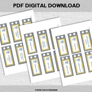 May include: Printable Father's Day coupon cards with a gray background and yellow border. The coupons include tasks such as "Trash Duty", "Wash the Dogs", "Yard Work", "Daddy's Choice", "Two Hours of Free Time", "Organize the Garage", "Breakfast in Bed", "Foot Rub", "Car Wash", "Sweep the Sidewalk", and "Happy Father's Day Coupons".