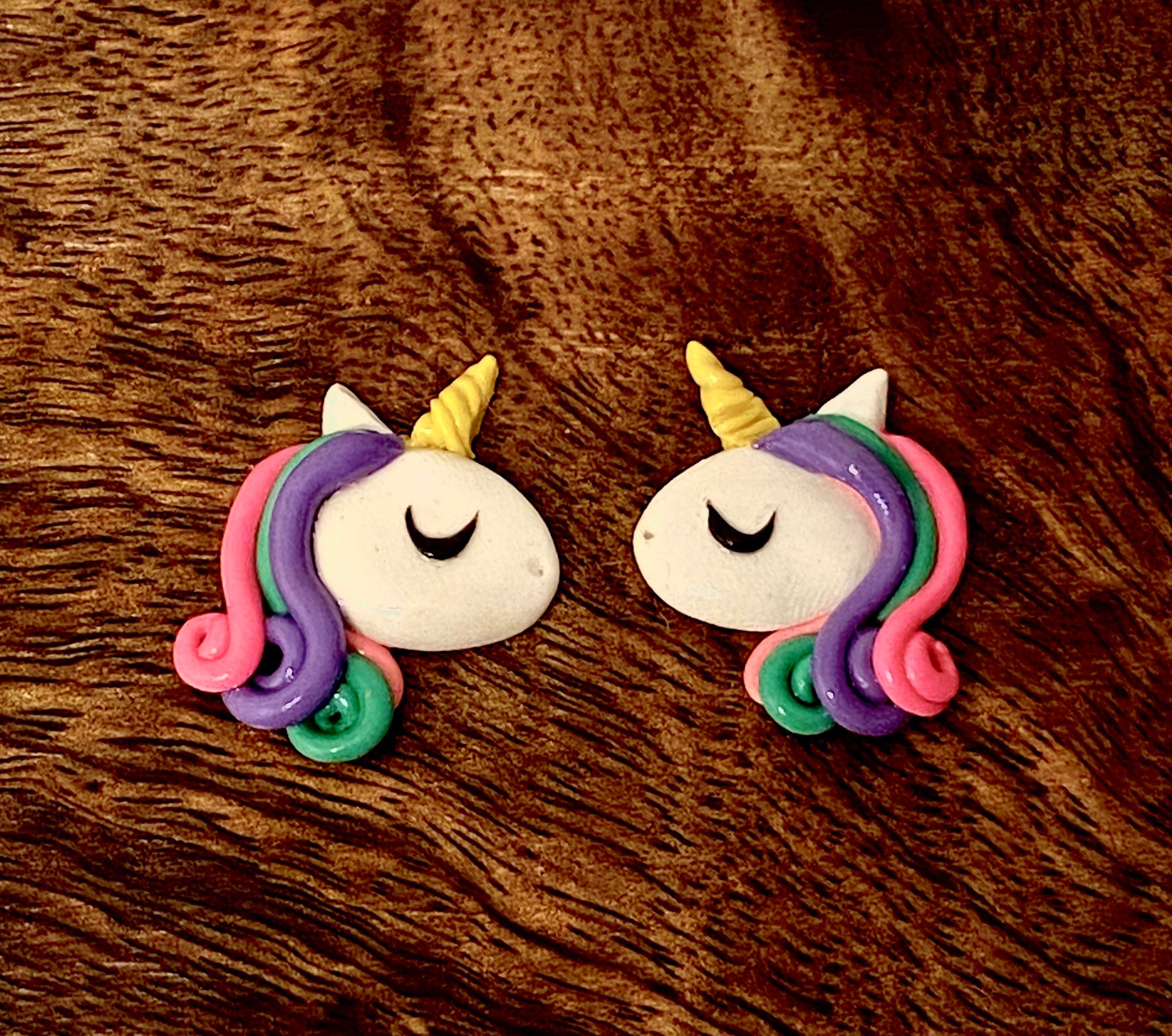 Unicorn Earrings polymer clay earrings stud earrings clay Etsy