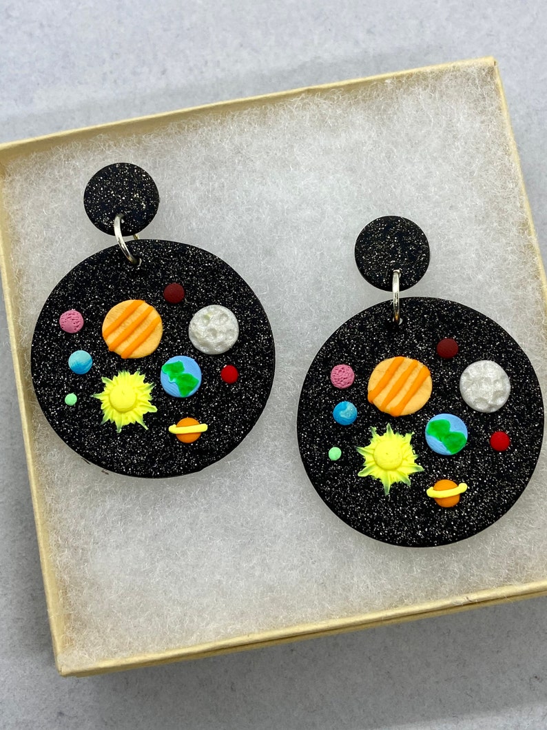 Teacher earrings solar system earrings space earrings image 0