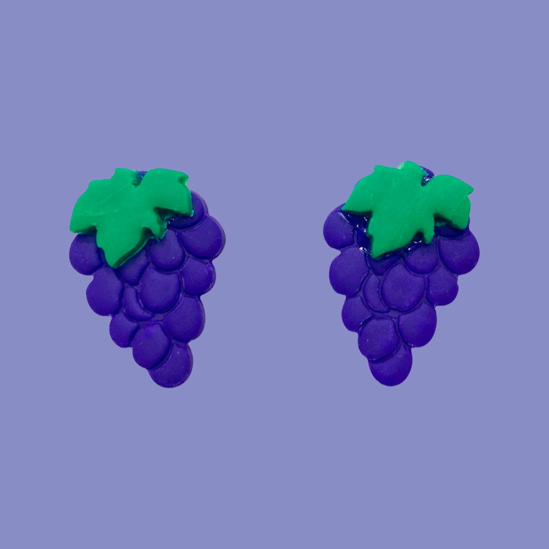 Fruit Earrings Grape Earrings Food Earrings Purple Etsy UK