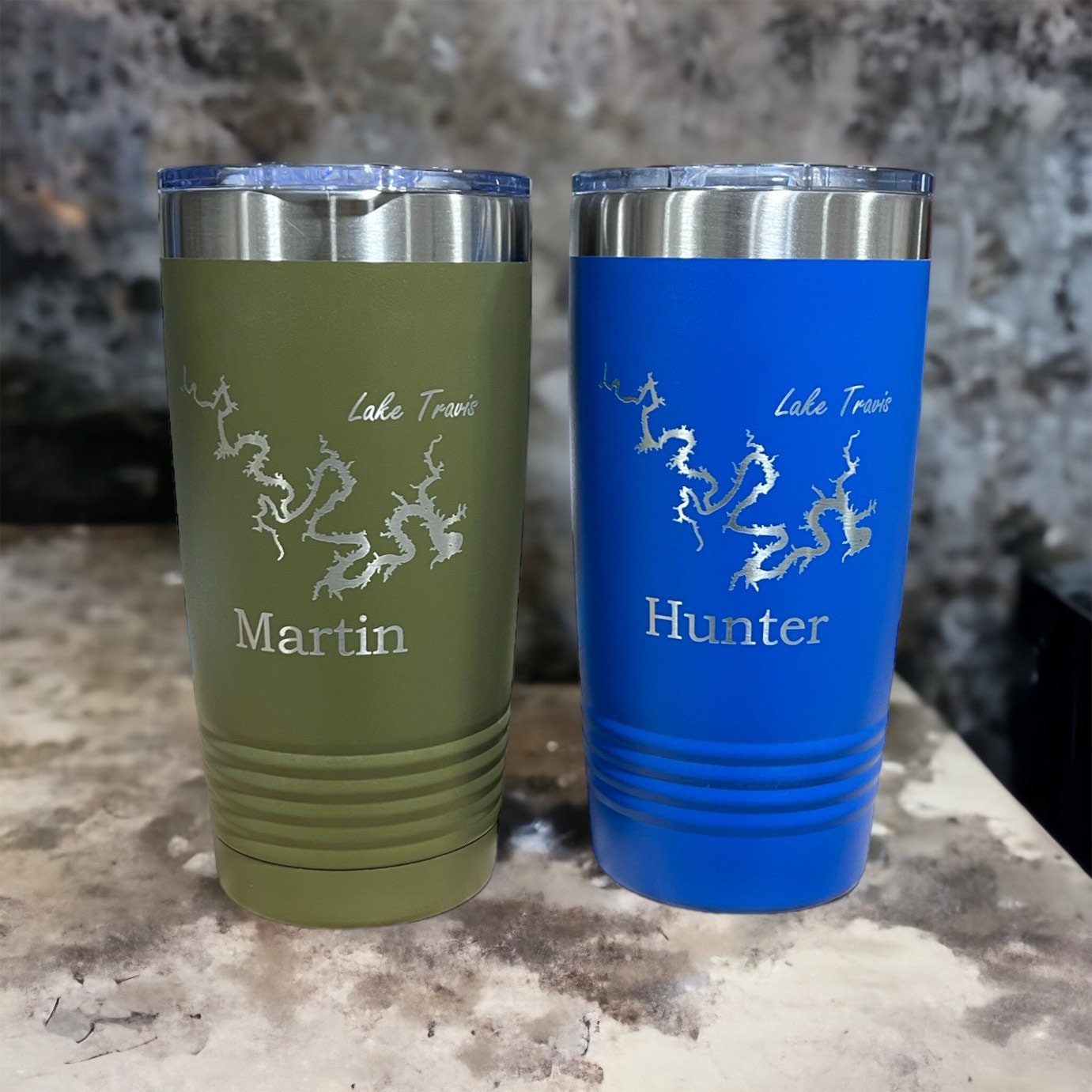 Stanley Lake Map Tumbler Travel Mug Insulated Laser Engraved