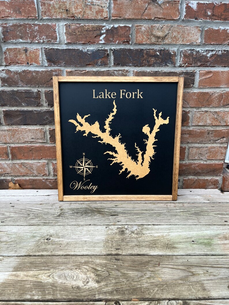 Engraved Lake Fork Map Custom Lake Map Personalized Etsy