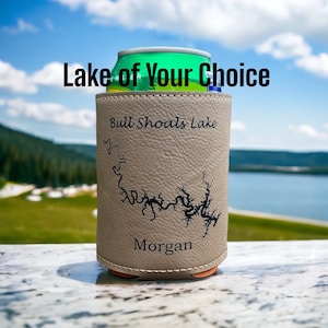 Bull Shoals Lake, Personalized Father’s Day Gift, Beer Holder, Beverage Holder, Drink Huggie, Gift For Him, Gift For Her