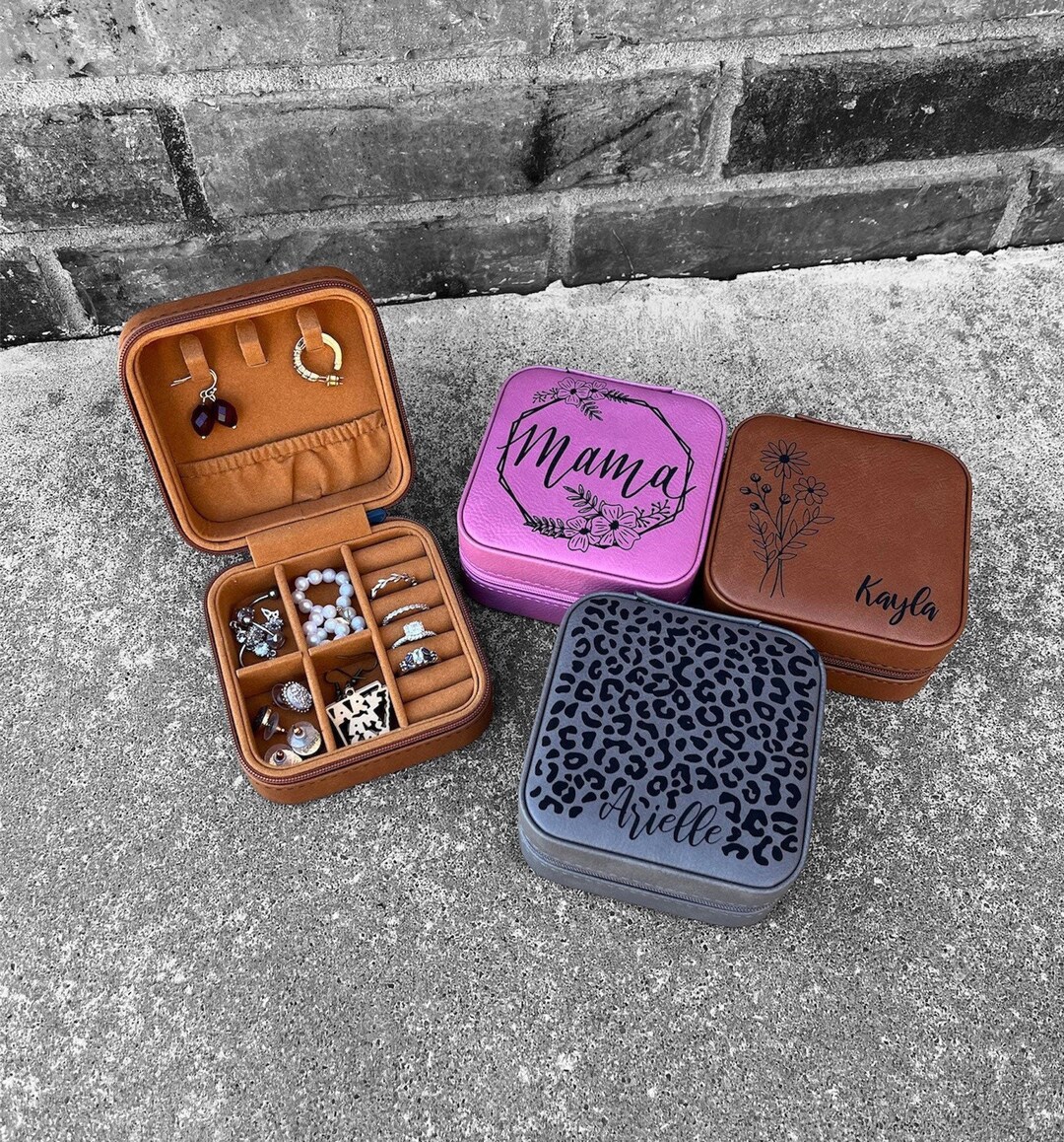 Jewelry Box, Personalized Jewelry Case, Laser Engraved Jewelry Box