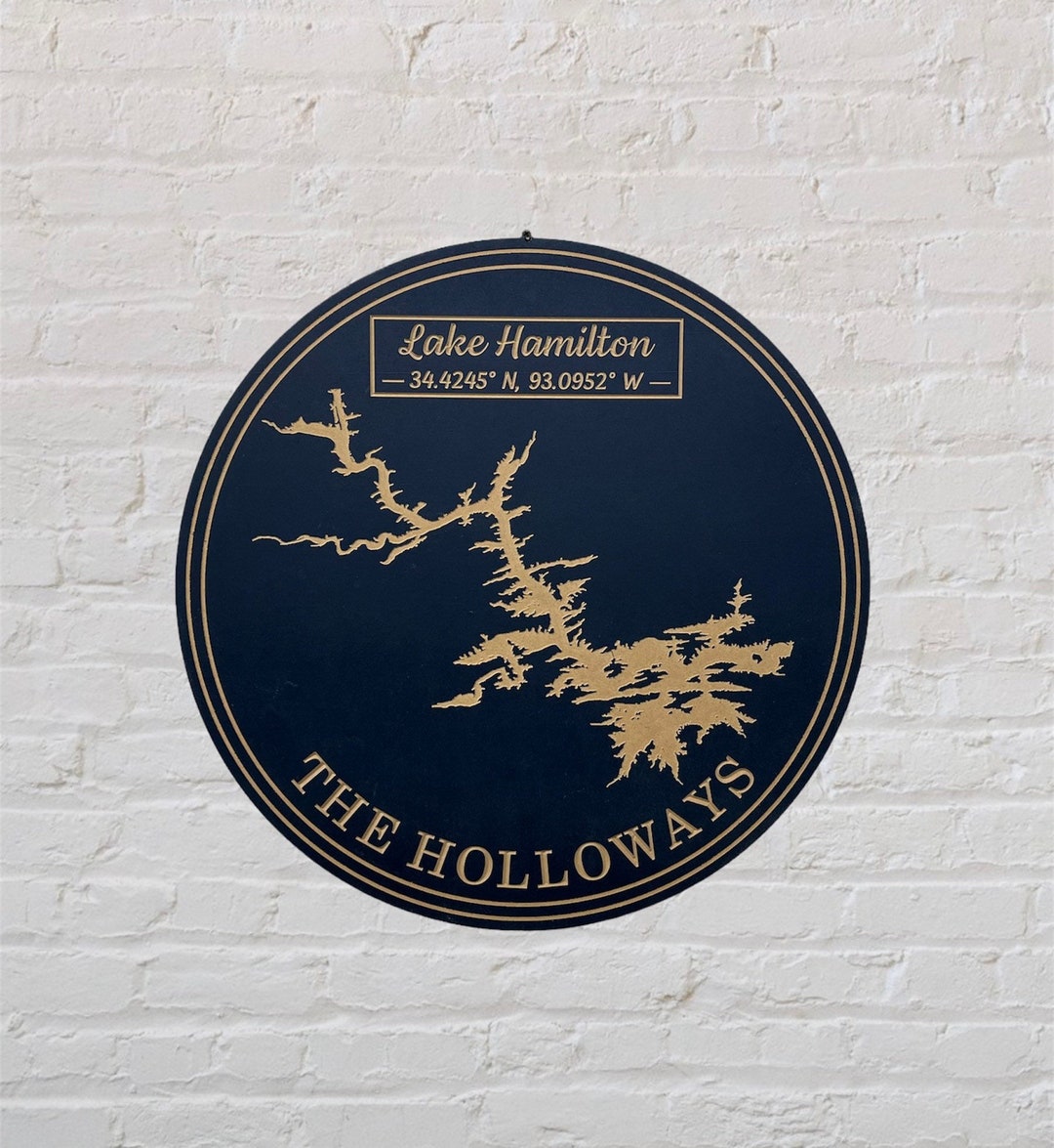 Lake Hamilton Map Cnc Engraved Cutout Handmade Lake Hamilton Etsy