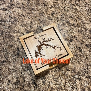 Laser Engraved Dale Hollow Coasters, Personalized Coasters, Lake Map, Personalized Gift, Christmas Gift