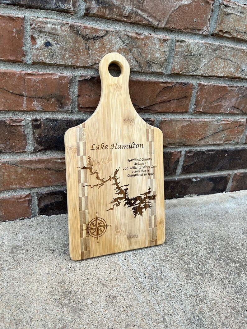 Laser Engraved Lake Hamilton Cutting Board Custom Lake Etsy