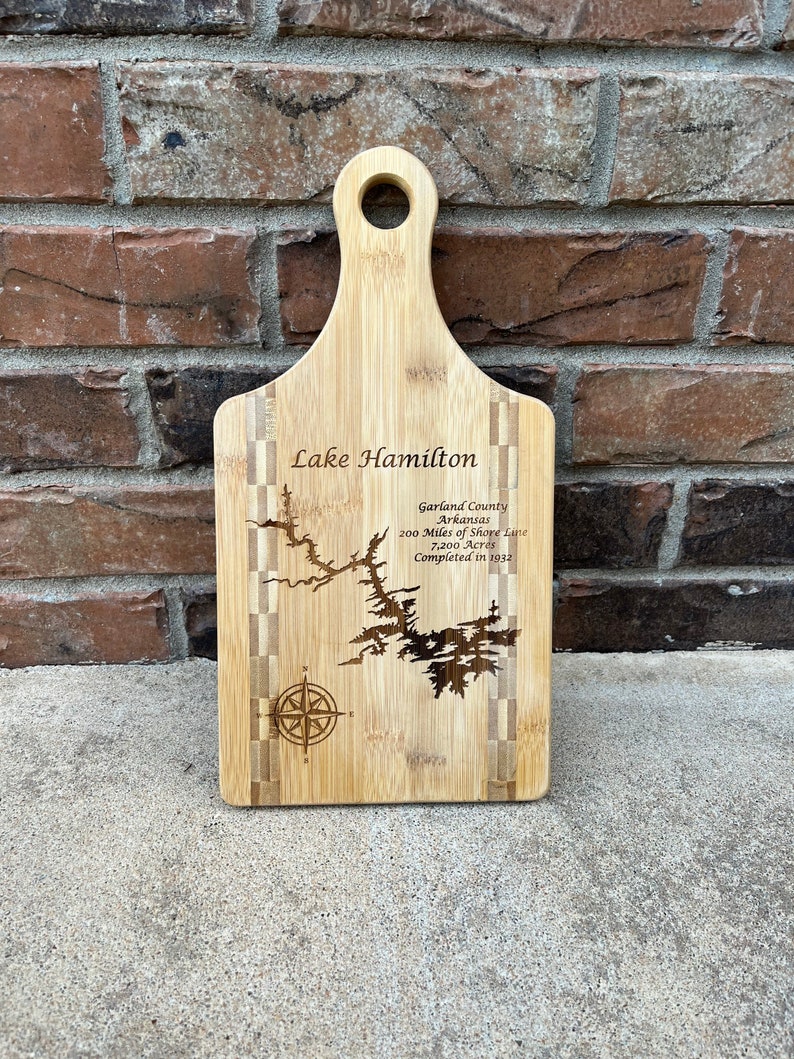 Laser Engraved Lake Hamilton Cutting Board Custom Lake Etsy