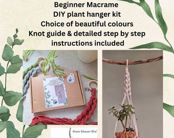 Macrame plant hanger kit,  DIY plant hanger kit, Craft kit for beginners, Mother's day gift