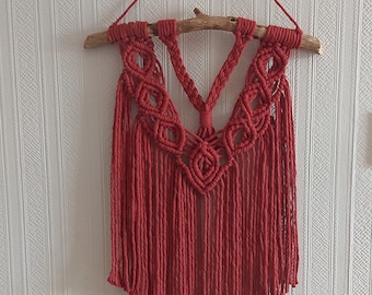 Terracotta macrame wall hanging, Terracotta wall decor, Macrame wall hanging, Mustard living room wall hanging, Terracotta living room decor