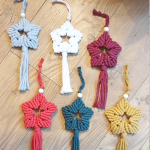Macrame hanging stars, Christmas tree star decoration, Christmas star ornaments