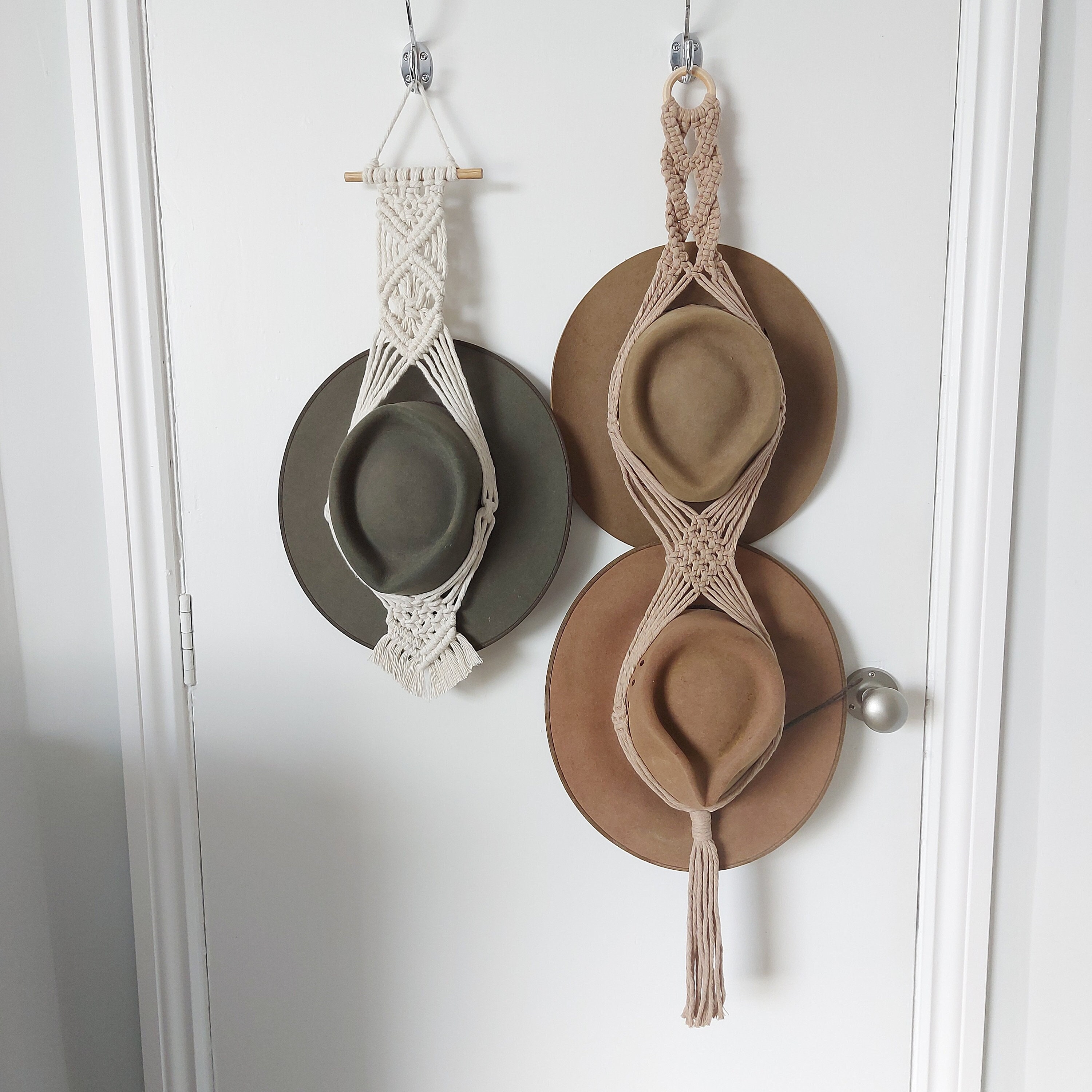 Macrame hat hanger, Macrame hat holder, Hat wall display