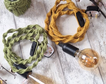 Macramé-hanglamp, macramé-hanglamp, plug-in hanglamp, housewarmingcadeau