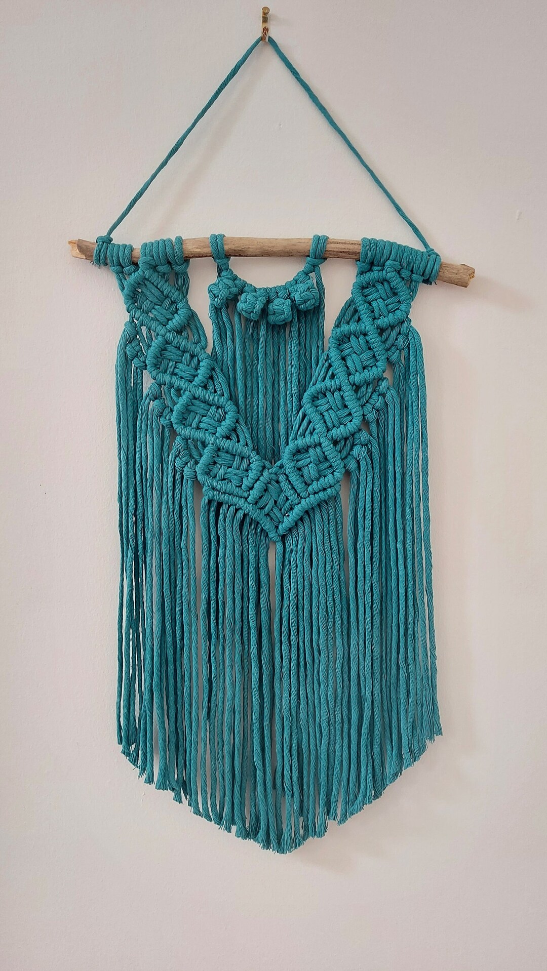 Teal Macrame Wall Hanging, Teal Macrame Home Decor, Housewarming Gift