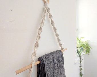Porta toallas Macrame, colgador de toallas de mano Boho, decoración de baño Macrame