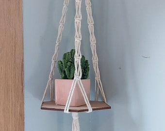 Macrame hanging shelf, Boho home decor, Hanging shelf, Macrame shelf