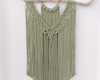 Sage green macrame wall hanging, Green macrame home decor, Housewarming gift