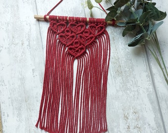 Red heart wall hanging, Macrame hearts wall hanging, Wedding gift, Anniversary present