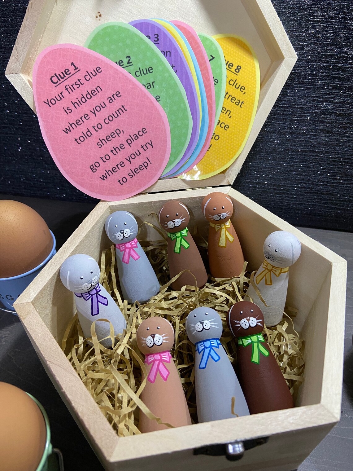 Easter Egg Bunny Hunt Peg Doll Set Etsy