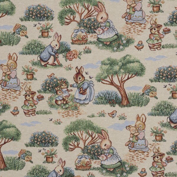 Peter Rabbit Tapestry Fabric | 140cm | Children's Nursery Character Animals Upholstery Curtains Cushions Soft Furnishings Crafts. Per Metre