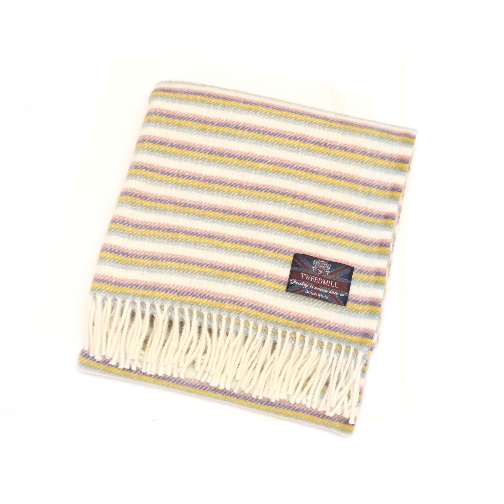 Tweedmill 100% Pure New Wool Stripe Throw Sunset | Luxury British