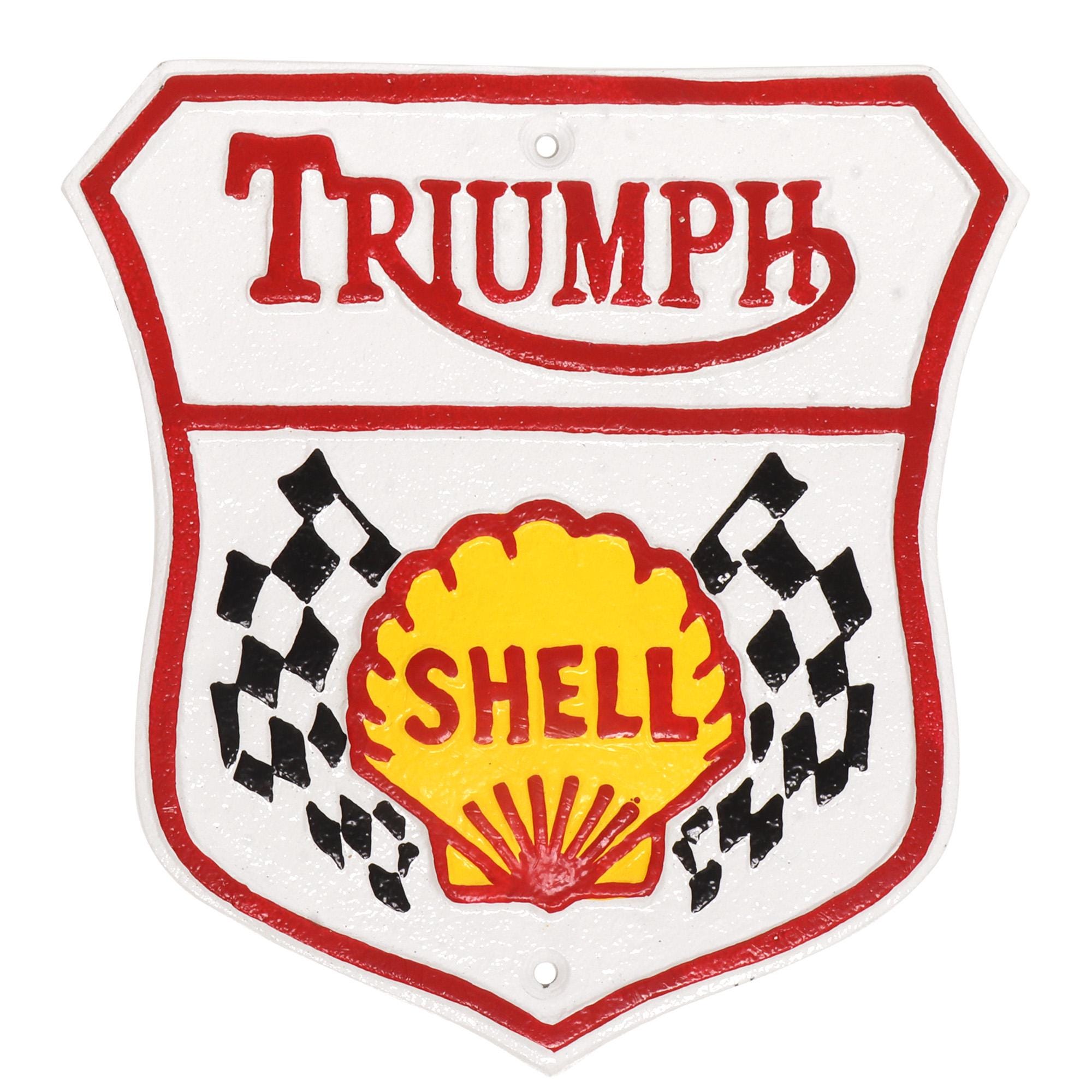 TRIUMPH SHELL 鋳鉄製　 サインプレート　アンティーク Cast Iron Triumph Shell Metal Sign Wall Plaque Garage Vintage Sign