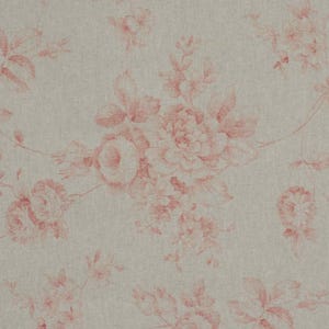 May include: A fabric with a repeating floral pattern. Faded pink roses and other flowers are printed on a light beige background. The design has a soft, vintage aesthetic, suitable for various craft projects.