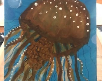 Peinture méduse (huile et acrylique)
