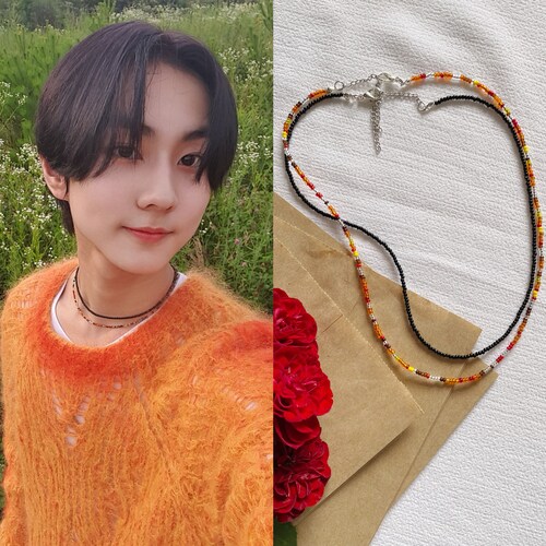 Set of Two Beaded Necklaces Beaded Necklace Enhypen Jungwon Etsy