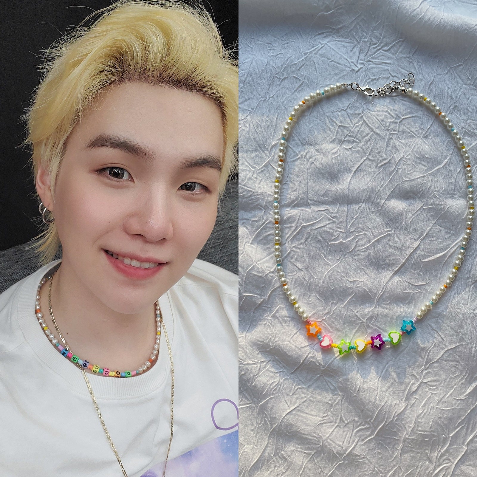 Beaded Necklace Bts Min Yoongi Inspired Necklace Suga Agust Etsy UK