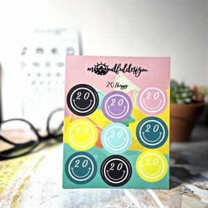 20/happy | Sticker Sheet | Medical Art Gifts for Ophthalmology / Optometry / Optician / Eye Doctor / Eyecare Specialists