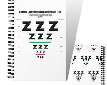 Graphique LogMAR week-end | Cahier à spirale | Des cadeaux d'inspiration médicale pour les professionnels de la vue en ophtalmologie/optométrie/opticien