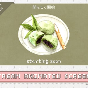 Cozy Matcha Snacks Animated & Static Twitch Stream Screens | Lofi, Japanese Scene (Starting Soon, Be Right, Back, Ending, Offline Mode)