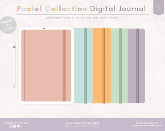 5 Digital Bullet Journals!/Notebooks! PASTEL COLLECTION | GoodNotes , Minimalist, Kawaii! [ lined, dotted, grid, blank pages ]