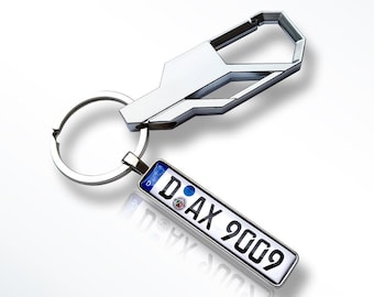 Personalized license plate keychain with carabiner hook, car license plate pendant, car gift, driver's license, carabiner