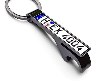 Schlüsselanhänger Autokennzeichen Flaschenöffner Personalisiert Name Nummernschild Kennzeichen Anhänger Auto PKW Geschenk Führerschein Mann