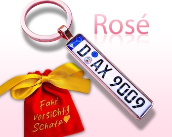 Keyring license plate number plate rose gold car license plate vehicle trailer car passenger vehicle gift pink
