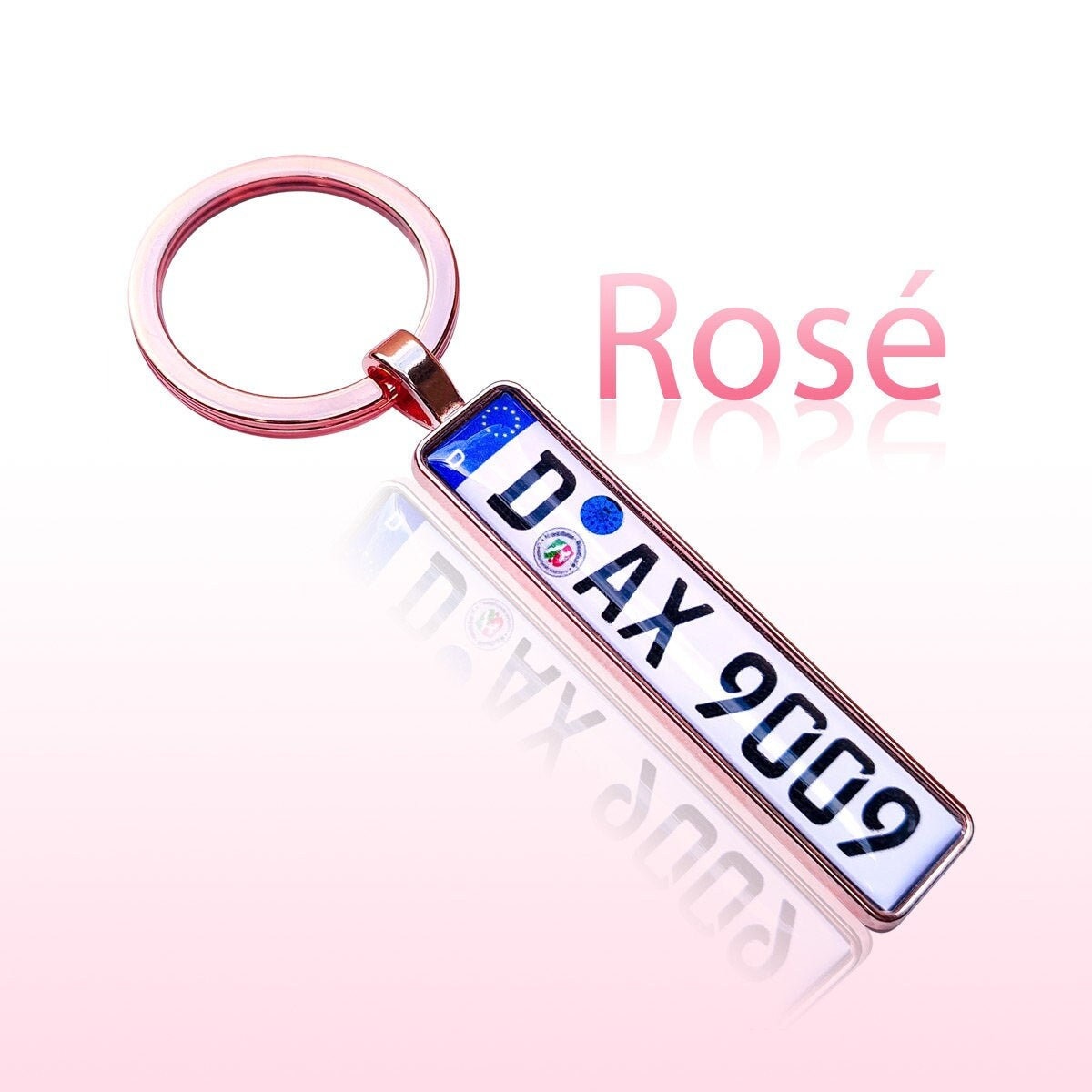 Schlüsselanhänger Kennzeichen Nummernschild Rosé Autokennzeichen KFZ  Anhänger Auto PKW Geschenk Rosa Pink - .de