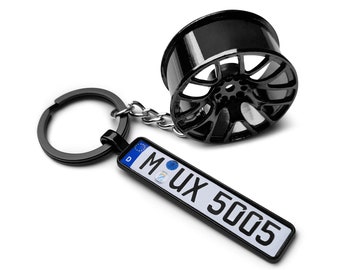 Keychain rim car license plate number plate tuning car license plate trailer car gift personalized driver's license new car